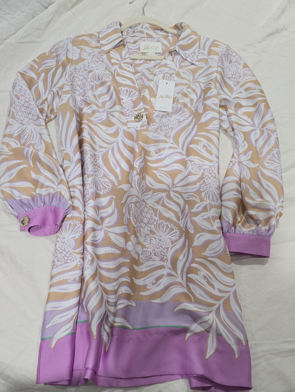 Lilly Pulitzer Beige, White & Pink Floral Girls' Pajama Nightgown